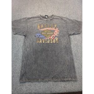 Harley-Davidson Shirt Mens Large Black Eagle American Flag Graphic Hangtown CA